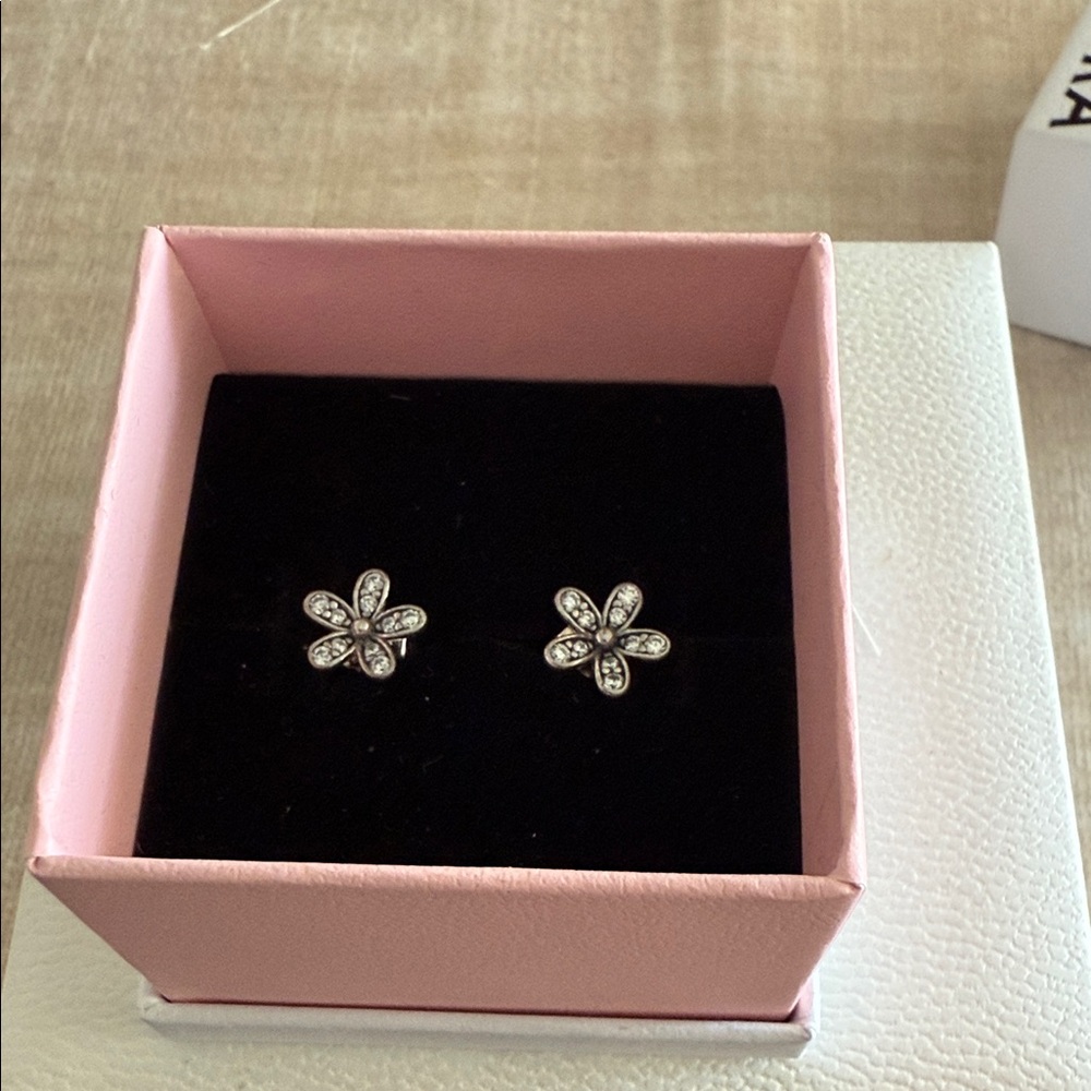 Pandora Silver Floral Earrings